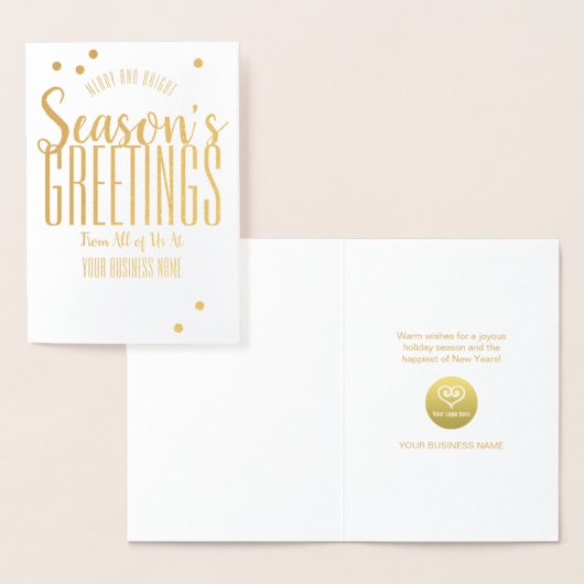 Gold Script Season's Greetings Business Holiday Folie Kaarten (Display)