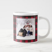 Gold Script Sparkly Merry Holiday Plaid Foto Gift Grote Koffiekop (Rechts)