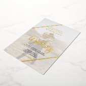 Gold script strept chic bruiloft 2 foto's folie uitnodiging (Gedraaid)