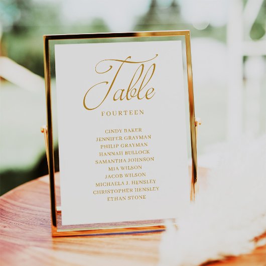 Gold Script Table Number Seating Chart Kaart