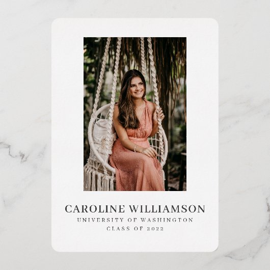 Gold Script Text Overlay Afstuderen Foto Folie Uitnodiging (Achterkant)