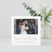 Gold Script Trouwfoto Dank u kaart (Staand voorkant)