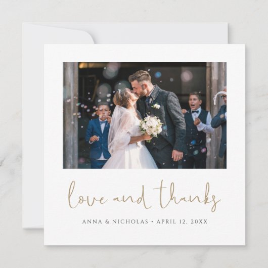 Gold Script Trouwfoto Dank u kaart (Voorkant)