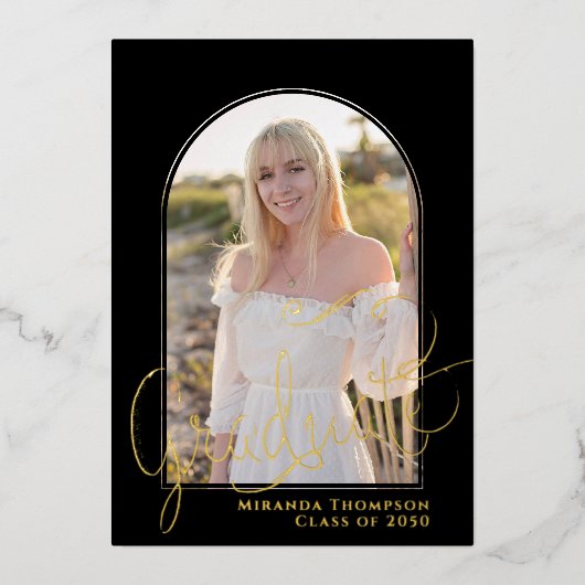 Gold Script Two Photo Afstuderen Sjabloon (Voorkant)