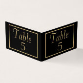 Gold Script Typografie Black Table Numbers Kaart (Buitenkant)