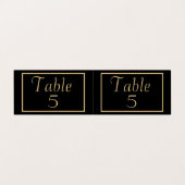 Gold Script Typografie Black Table Numbers Kaart (Buitenkant ongevouwen)