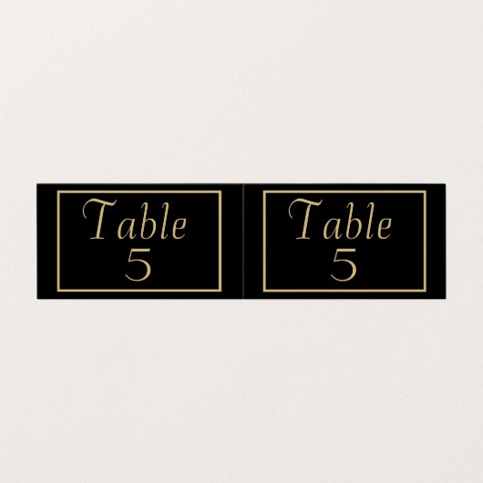 Gold Script Typografie Black Table Numbers Kaart (Buitenkant ongevouwen)