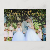 Gold Script Typografie Dank u Foto Briefkaart (Voorkant)