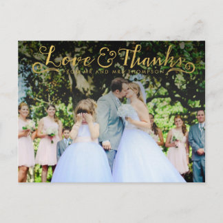Gold Script Typografie Dank u Foto Briefkaart