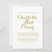 Gold Script Typography Wedding Kaart (Voorkant)