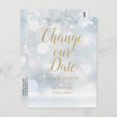 Gold Script Verander de datum Uitgestelde Winter E Briefkaart (Voorkant / Achterkant)