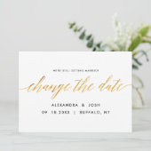 Gold Script Verander de datum van het huwelijk Uit Save The Date (Staand voorkant)