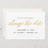 Gold Script Verander de datum van het huwelijk Uit Save The Date (Voorkant / Achterkant)