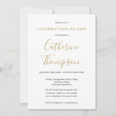 Gold Script Viering van het leven begrafenis Kaart (Voorkant)