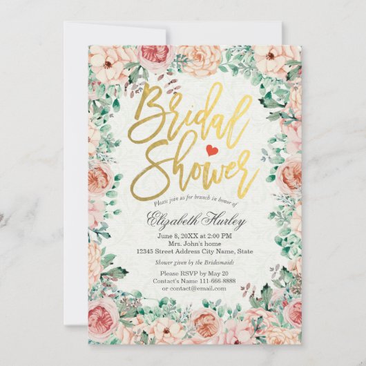 Gold Script Waterverf Floral Vrijgezellenfeest Uit Kaart (Voorkant)