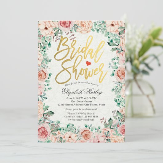 Gold Script Waterverf Floral Vrijgezellenfeest Uit Kaart (Staand voorkant)