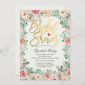 Gold Script Waterverf Floral Vrijgezellenfeest Uit Kaart (Voorkant / Achterkant)