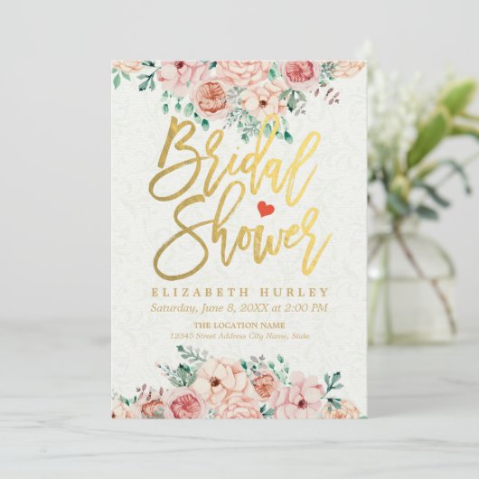 Gold Script Waterverf Floral Vrijgezellenfeest Uit Kaart (Staand voorkant)