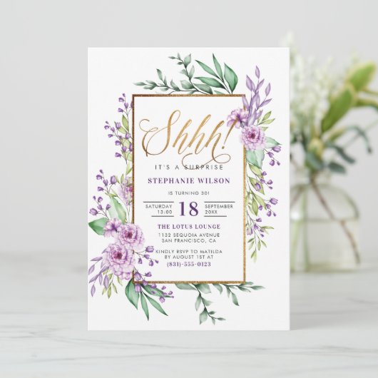 Gold Script-Waterverf Verrassingsdag Kaart (Staand voorkant)