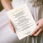 Gold Script Weddenroute - Welkomstwoord voor bruil Kaart<br><div class="desc">Welkom je gast met deze mooie brief - geweldig voor cadeautassen voor gasten uit de stad!</div>
