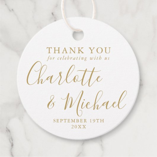 Gold Script Weddenschap Hartelijk dank voor uw fav Bedankjes Labels (Voorkant)