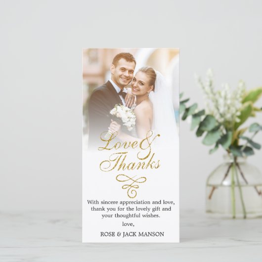 Gold Script Wedding Bedankt (Staand voorkant)