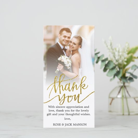 Gold Script Wedding Bedankt (Staand voorkant)