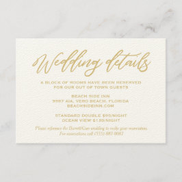 Gold Script Wedding Details Hotel Accommodations Informatiekaartje