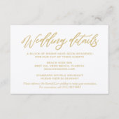 Gold Script Wedding Details Hotel Accommodations Informatiekaartje (Voorkant)