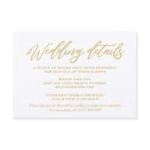 Gold Script Wedding Details Hotel Accommodations