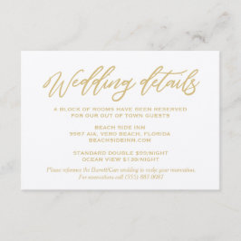 Gold Script Wedding Details Hotel Accommodations Informatiekaartje