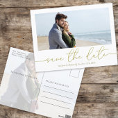 Gold Script Wedding Save the Date Foto Aangepast Briefkaart