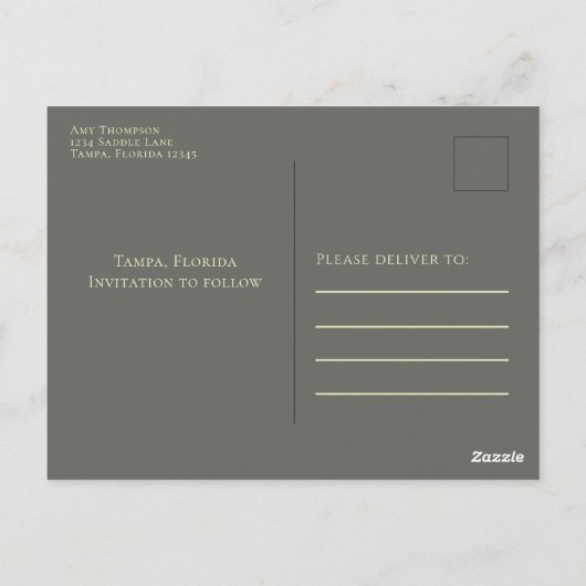 Gold Script Wedding Save the Date Foto Aangepast Briefkaart (Achterkant)