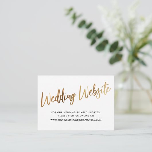 Gold Script Wedding-website, sla de datumkaart op Informatiekaartje (Staand voorkant)