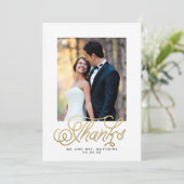 Gold Script Weduwfoto Hartelijk dank Bedankkaart (Staand voorkant)