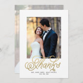 Gold Script Weduwfoto Hartelijk dank Bedankkaart (Voorkant / Achterkant)