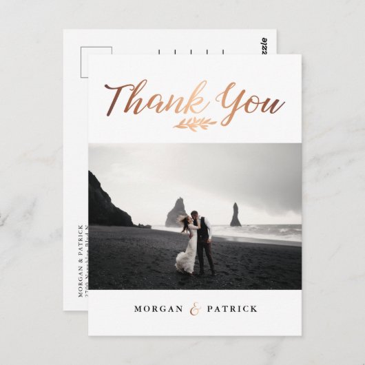 Gold Script Weduwfoto Hartelijk dank Briefkaart (Voorkant / Achterkant)