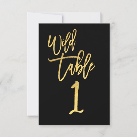 Gold Script Wild Birthday Party Table Number 1 Kaart (Voorkant)