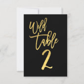 Gold Script Wild Birthday Party Table Number 2 Kaart (Voorkant)
