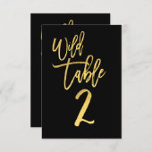 Gold Script Wild Birthday Party Table Number 2 Kaart (Voorkant / Achterkant)