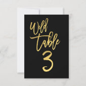 Gold Script Wild Birthday Party Table Number 3 Kaart (Achterkant)