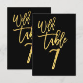 Gold Script Wilde Dagen Party Table Number 7 Kaart (Voorkant / Achterkant)