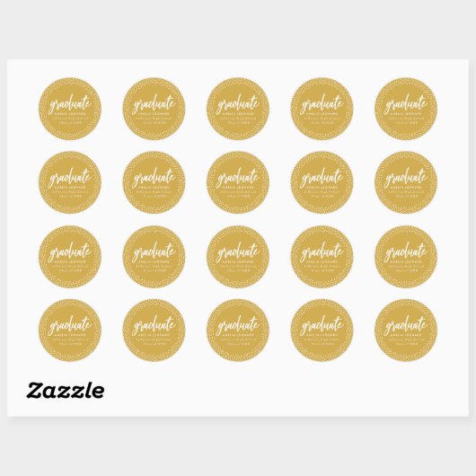 Gold | Scripted Graduation Ronde Sticker (Vel)