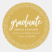 Gold | Scripted Graduation Ronde Sticker (Voorkant)