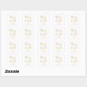 Gold Scripted Merry en Bright Vierkante Sticker (Vel)