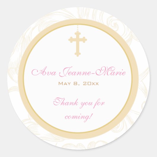 Gold Scroll Cross Adres Label / Favor Sticker (Voorkant)