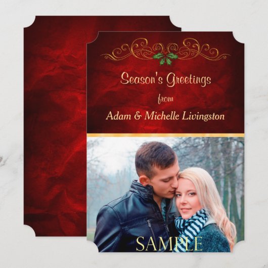 Gold Scroll Elegant Christmas Sjabloon Flat (Voorkant / Achterkant)