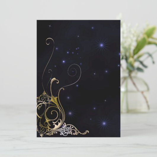 Gold Scroll Formal Gothic Wedding Kaart (Staand voorkant)