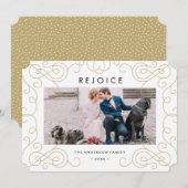 Gold Scroll Holiday-fotokaart Feestdagenkaart (Voorkant / Achterkant)