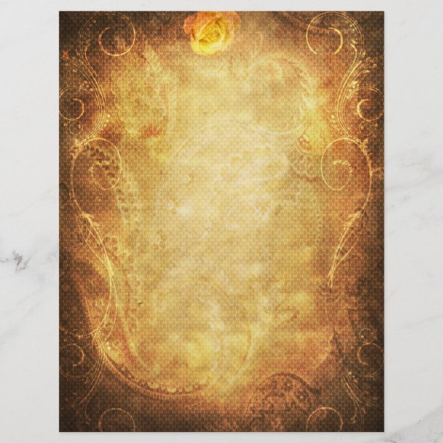 Gold Scroll Lijst Geel rozenpapier (Voorkant)